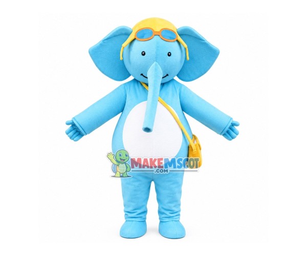 Flight Recorder Blue Elephant Mascot Costume Flight Recorder Blue Elephant Mascot Costume
