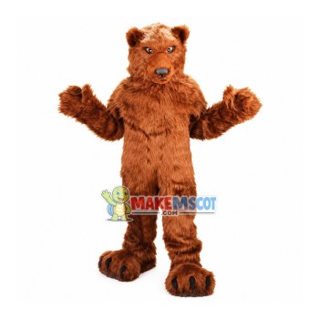 Long Fur Brown Bear Mascot Costume