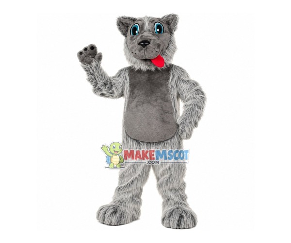 Furry Grey Wolf Mascot Costume