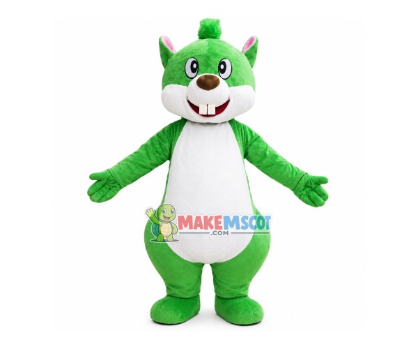 Delighted Green Adult Squirrel Mascot Costume Delighted Green Adult Squirrel Mascot Costume