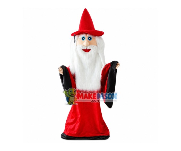 White Bearded Priest With Robe Mascot Costume