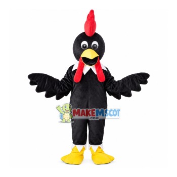 Standing All Black Chicken Mascot Costume