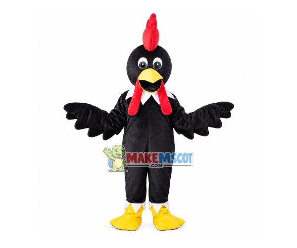 Standing All Black Chicken Mascot Costume Standing All Black Chicken Mascot Costume