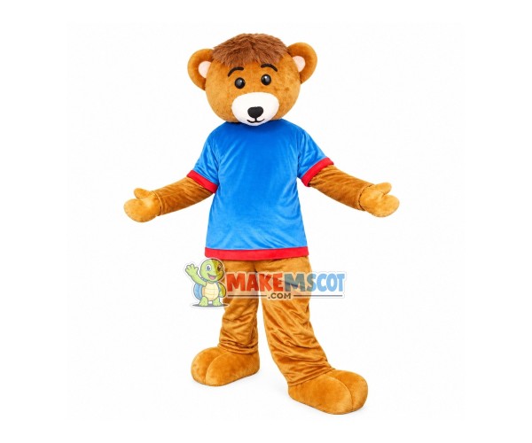 Bear In The Blue Shirt Mascot Costume Bear In The Blue Shirt Mascot Costume
