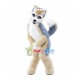 Smirking Furry Blue & White Wolf Mascot Costume
