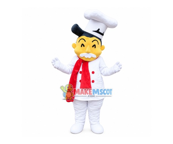 Experienced White Bearded Chef Mascot Costume Experienced White Bearded Chef Mascot Costume
