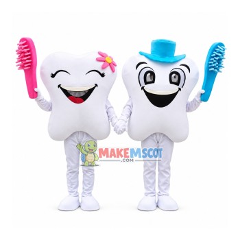 Pair Of Tooth Couple Mascot Cartoon Costume