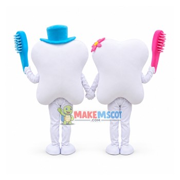 Pair Of Tooth Couple Mascot Cartoon Costume Pair Of Tooth Couple Mascot Cartoon Costume