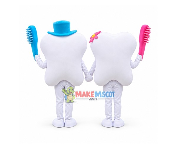 Pair Of Tooth Couple Mascot Cartoon Costume Pair Of Tooth Couple Mascot Cartoon Costume