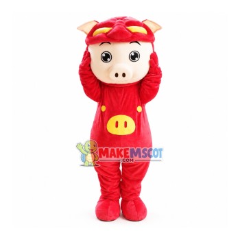 Optimistic Pigman Cartoon Mascot Costume Optimistic Pigman Cartoon Mascot Costume