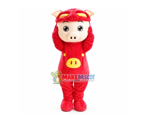 Optimistic Pigman Cartoon Mascot Costume Optimistic Pigman Cartoon Mascot Costume