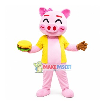 Cute Pig Mascot Costume For Burger Shop Cute Pig Mascot Costume For Burger Shop