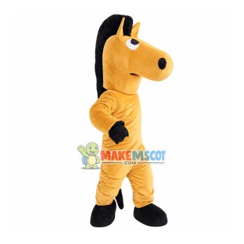 Rolling Eyes Brown Horse Mascot Costume
