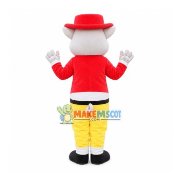 White Pig In The Short Top Mascot Costume