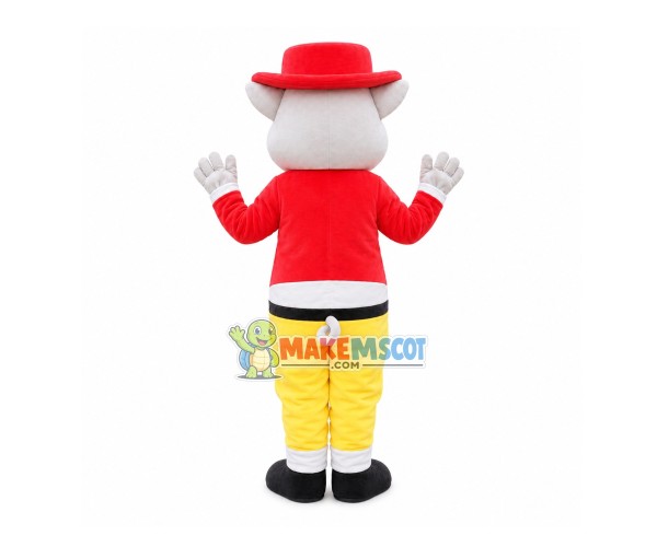 White Pig In The Short Top Mascot Costume White Pig In The Short Top Mascot Costume