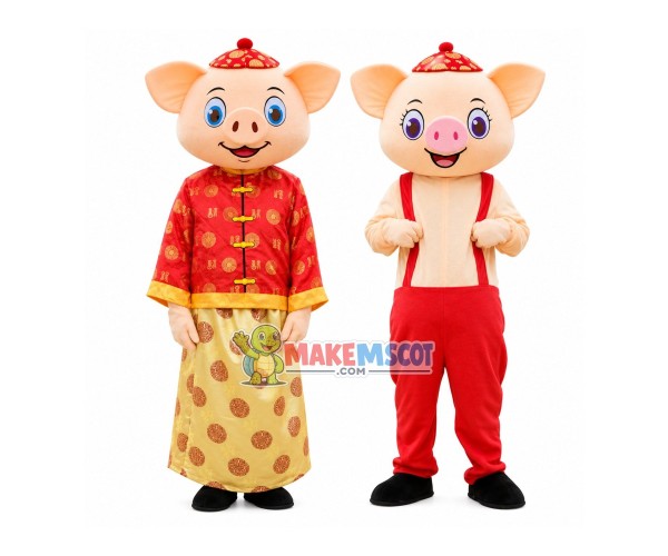 New Year Festive Pig Mascot Costume New Year Festive Pig Mascot Costume