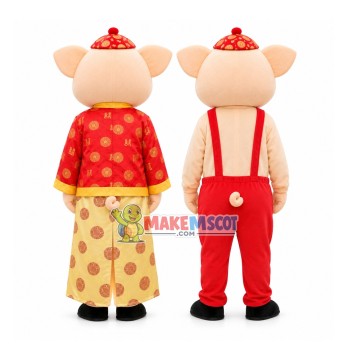 New Year Festive Pig Mascot Costume New Year Festive Pig Mascot Costume