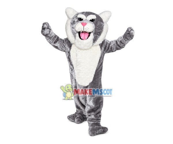 Forceful Power Gray Tiger Mascot Costume Forceful Power Gray Tiger Mascot Costume