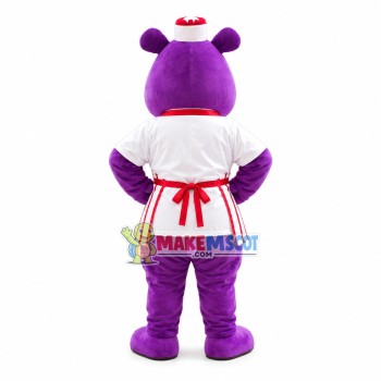 Purple Hippo Cartoon Mascot Costume
