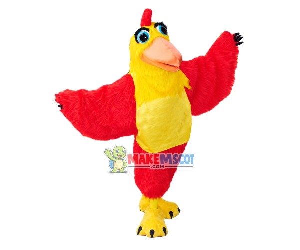 Power Red Chicken Mascot Costume Power Red Chicken Mascot Costume