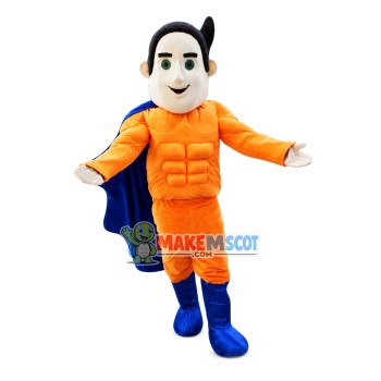 Orange Muscle Man Mascot Costume