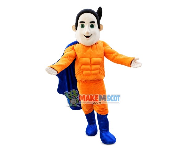 Orange Muscle Man Mascot Costume Orange Muscle Man Mascot Costume