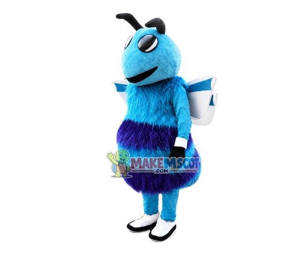 Long Fur Blue Bee Mascot Costume Long Fur Blue Bee Mascot Costume