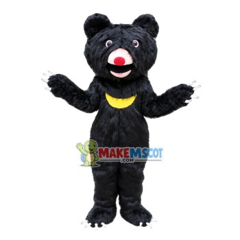Furry Black Bear Mascot Costume