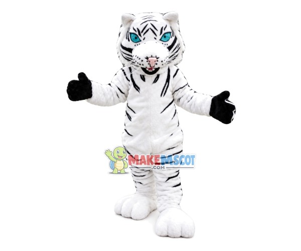 Majestic White Tiger Mascot Costume Majestic White Tiger Mascot Costume
