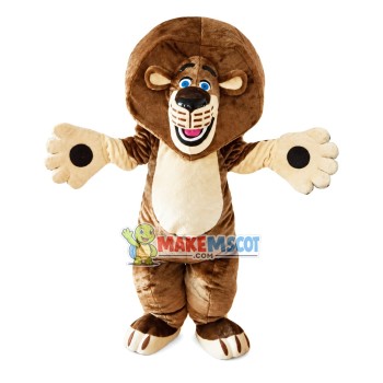 Cheerful Lion With Thick Mane Mascot Costume Cheerful Lion With Thick Mane Mascot Costume
