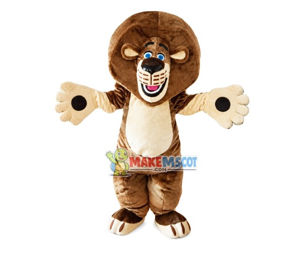 Cheerful Lion With Thick Mane Mascot Costume Cheerful Lion With Thick Mane Mascot Costume
