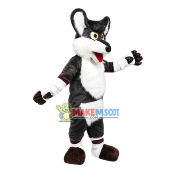 Surprised Black & White Wolf Mascot Costume Surprised Black & White Wolf Mascot Costume