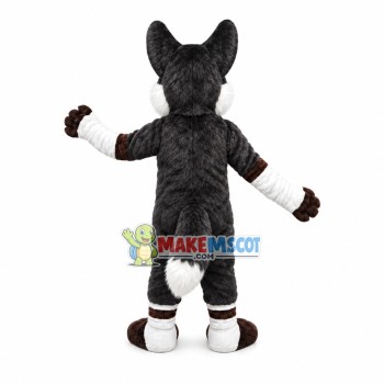 Surprised Black & White Wolf Mascot Costume Surprised Black & White Wolf Mascot Costume