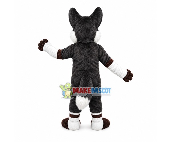 Surprised Black & White Wolf Mascot Costume Surprised Black & White Wolf Mascot Costume
