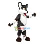 Surprised Black & White Wolf Mascot Costume