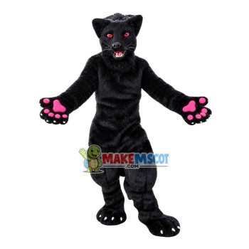 Powerful Black Wolf Mascot Costume