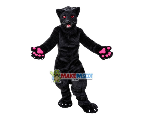 Powerful Black Wolf Mascot Costume Powerful Black Wolf Mascot Costume