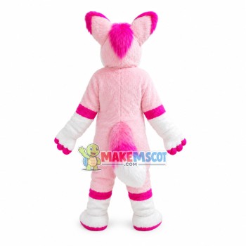 Coward Pink Furry Wolf Mascot Costume Coward Pink Furry Wolf Mascot Costume