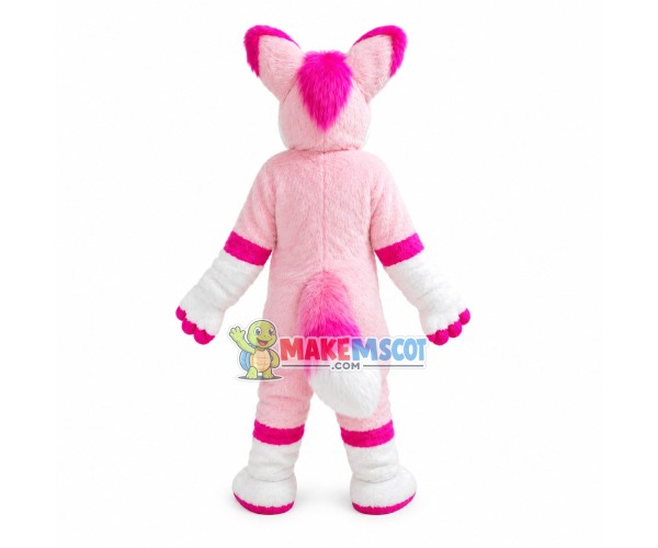 Coward Pink Furry Wolf Mascot Costume Coward Pink Furry Wolf Mascot Costume