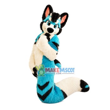 Enchanting Blue Power Wolf Mascot Costume Enchanting Blue Power Wolf Mascot Costume