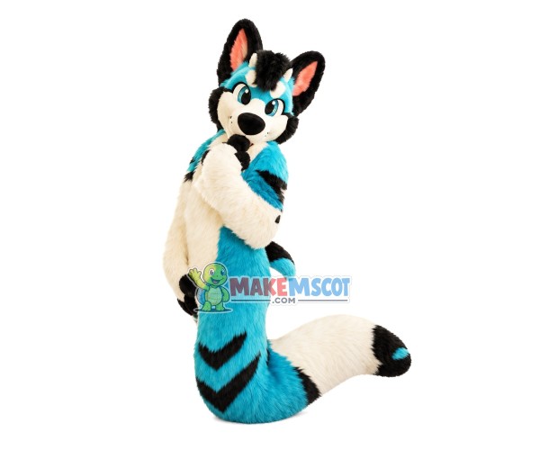 Enchanting Blue Power Wolf Mascot Costume Enchanting Blue Power Wolf Mascot Costume