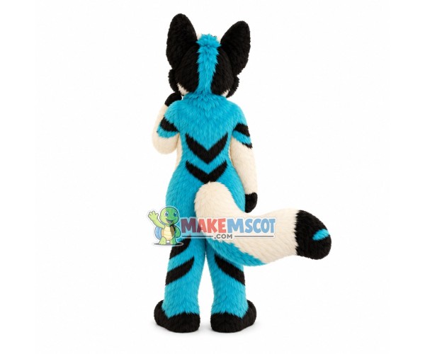 Enchanting Blue Power Wolf Mascot Costume Enchanting Blue Power Wolf Mascot Costume