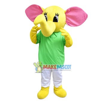 Positive Yellow Elephant Mascot Costume