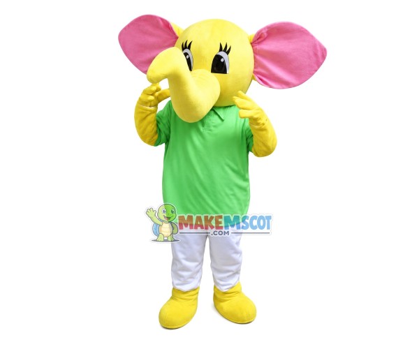 Positive Yellow Elephant Mascot Costume Positive Yellow Elephant Mascot Costume