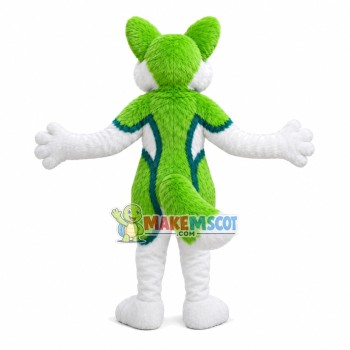 Green & White Adult Wolf Mascot Costume Green & White Adult Wolf Mascot Costume