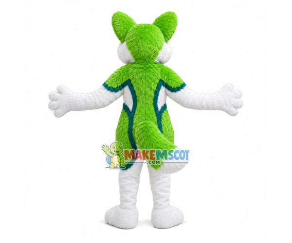Green & White Adult Wolf Mascot Costume Green & White Adult Wolf Mascot Costume