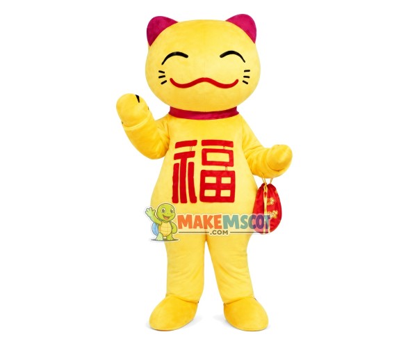 Golden Lucky Cat Mascot Costume Golden Lucky Cat Mascot Costume