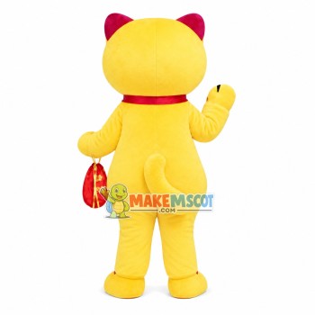 Golden Lucky Cat Mascot Costume Golden Lucky Cat Mascot Costume