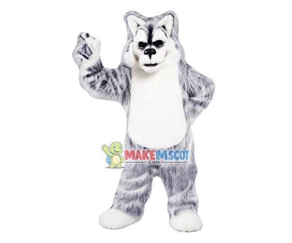 Gray Older Wolf Mascot Costume Gray Older Wolf Mascot Costume