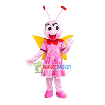 Joyous Pink Flower Butterfly Mascot Costume Joyous Pink Flower Butterfly Mascot Costume